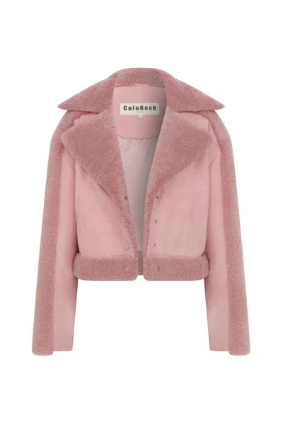 Coloreve Women's Pink Sorbet Shearling Jacket