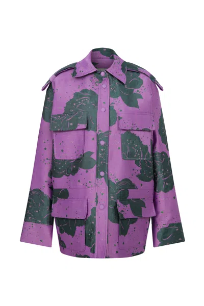 Coloreve Women's Purple Floral Jacket