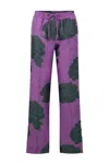 Coloreve Women's Purple Floral Sweat Pants In Purple