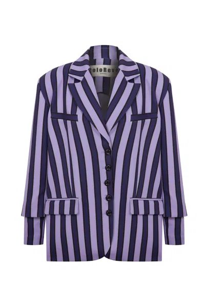 Coloreve Women's Purple Striped It Blazer