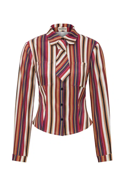 Coloreve Women's Red Selendi Mismatch Shirt In Multi