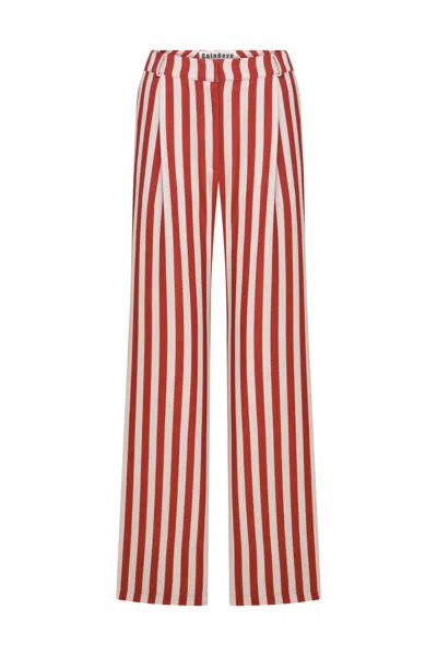 Coloreve Women's Red Striped Pants