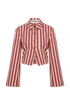 Coloreve Women's Red Striped Shirt Blazer In Red