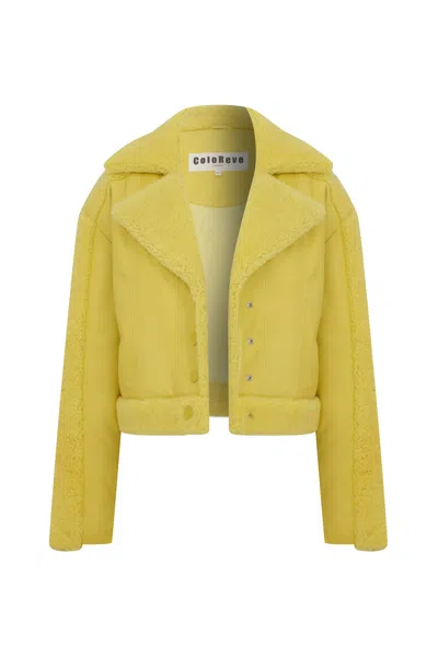 Coloreve Women's Yellow Shearling Jacket