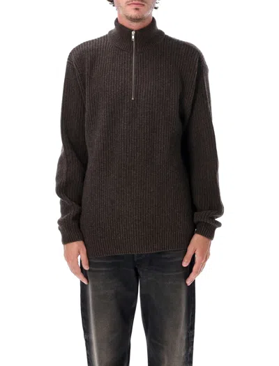 Colorful Standard Recycled Merino Wool Quarter Zip Sweater In Brown