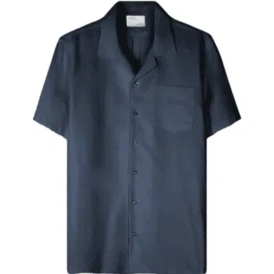 Colorful Standard Cs4009 Linen Short Sleeved Shirt Petrol Blue