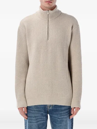 Colorful Standard Recycled Merino Wool Quarter Zip Sweater In Neutral