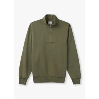 Colorful Standard Mens Organic Quarter Zip Sweatshirts In Dusty Olive In Green