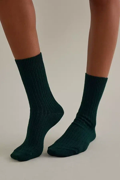 Colorful Standard Ribbed Merino Wool-blend Crew Socks In Green