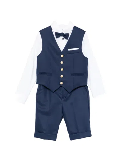 Colorichiari Kids' Bow Buttoned Suit (set Of Five) In Blue