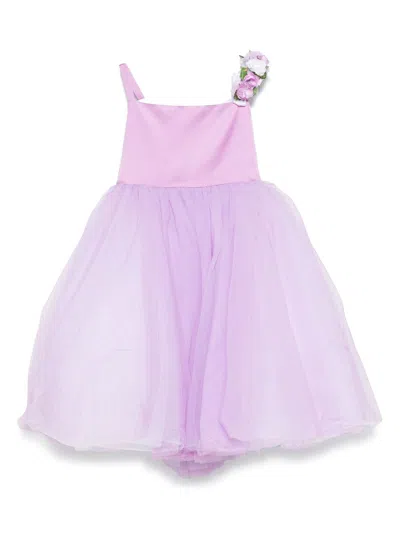 Colorichiari Kids' Bow-detail Dress In Purple