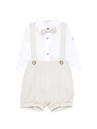 Colorichiari Babies' Bow-detail Playsuit (set Of Three) In Gray