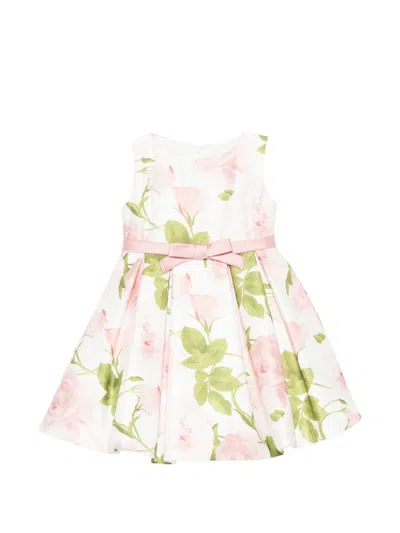 Colorichiari Babies' Bow Floral-print Dress In Pink