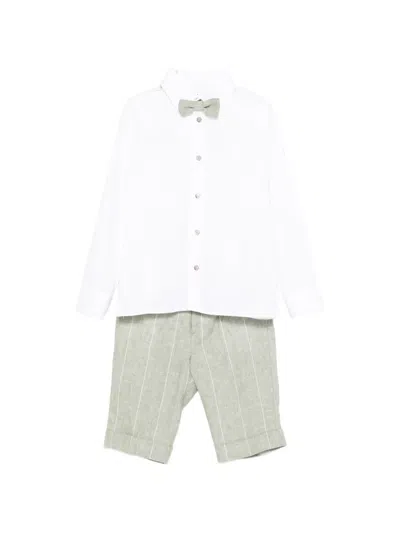 Colorichiari Kids' Bow Pinstripe Suit (set Of Four) In White