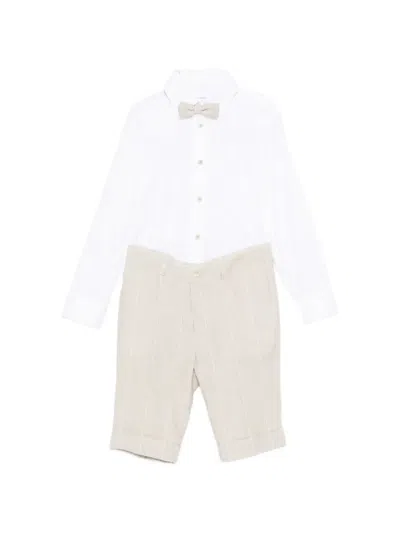 Colorichiari Kids' Bow Striped Suit (set Of Four) In White