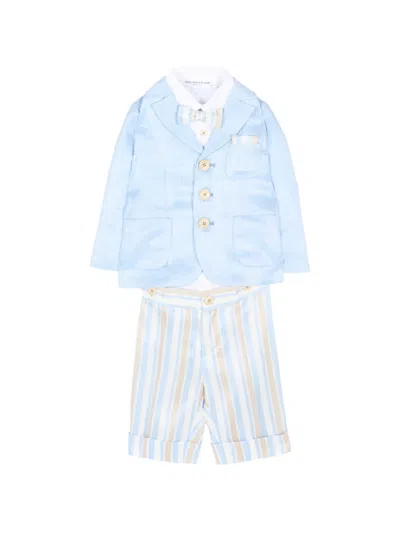 Colorichiari Button Striped Babywear Set In Multi