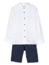 Colorichiari Buttoned Linen Trouser Set In Blue