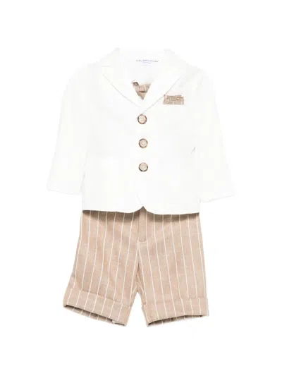 Colorichiari Babies' Buttoned Shorts Set In Multi