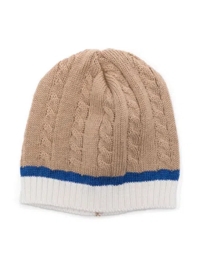 Colorichiari Kids' Cable-knit Beanie Hat In Neutrals