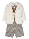 Colorichiari Check-pattern Wool Dungarees Set In White