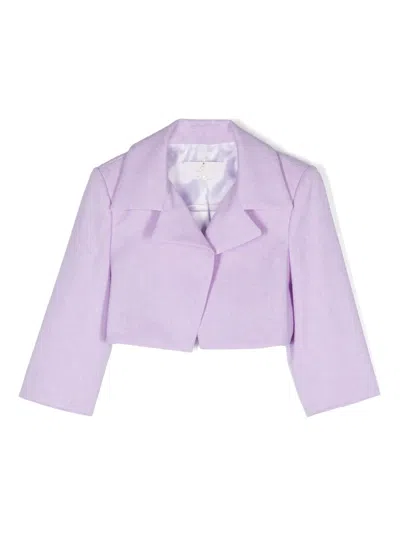 Colorichiari Kids' Cropped Open-front Blazer In Purple