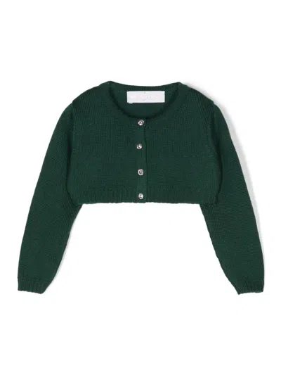 Colorichiari Babies' Crystal-embellished Cardigan In 绿色