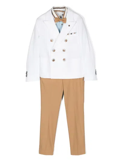 Colorichiari Kids' Double-breasted Striped Suit Set In White