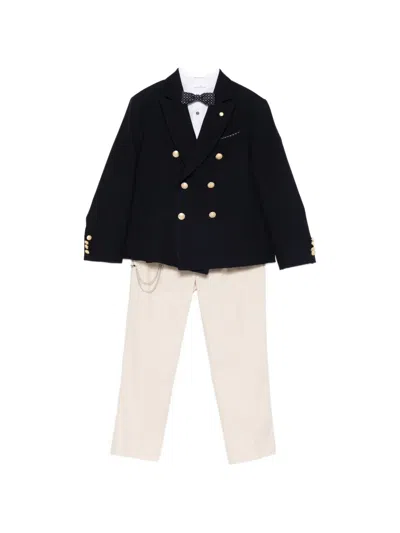 Colorichiari Kids' Double-breasted Suit (set Of Seven) In Blue