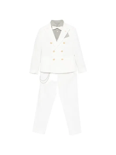 Colorichiari Kids' Double-breasted Suit (set Of Three) In White