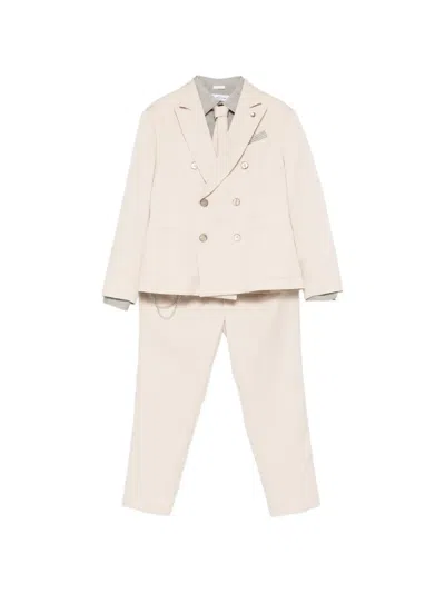Colorichiari Kids' Double-breasted Suit Set (set Of 8) In Neutral