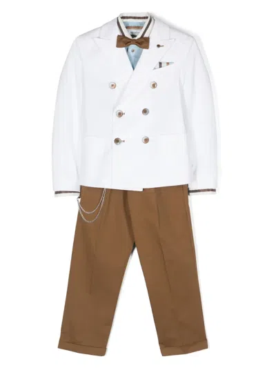 Colorichiari Kids' Double-breasted Three-piece Suit In White
