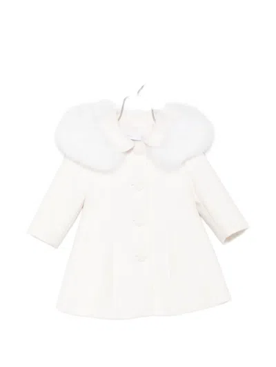 Colorichiari Babies' Faux Fur-trim Hooded Coat In Neutrals