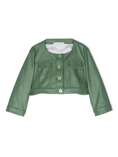 Colorichiari Kids' Faux-leather Jacket In Green
