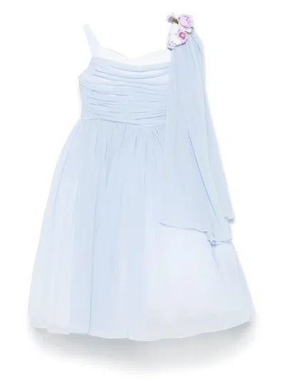 Colorichiari Kids' Floral-appliqué Dress In Blue