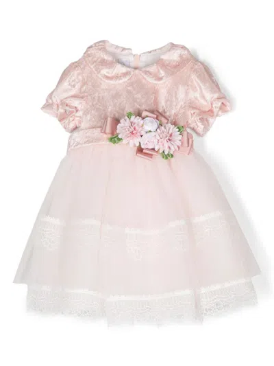 Colorichiari Babies' Floral-appliqué Dress In Pink