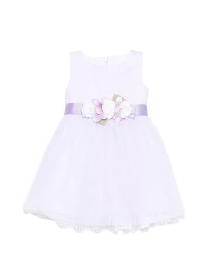 Colorichiari Babies' Floral-appliqué Dress In Gray