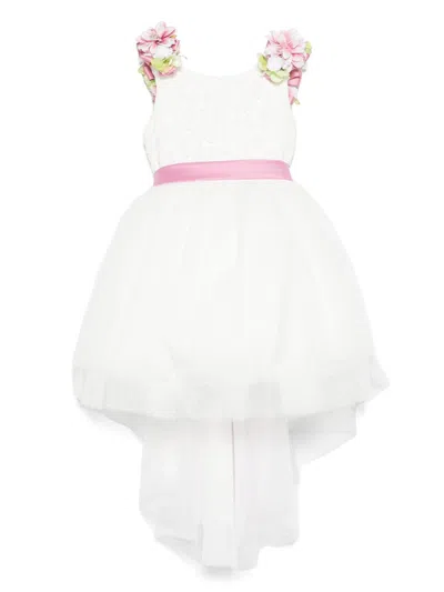 Colorichiari Kids' Floral-appliqué Dress In White