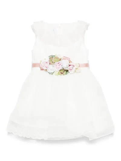 Colorichiari Babies' Floral-appliqué Dress In White