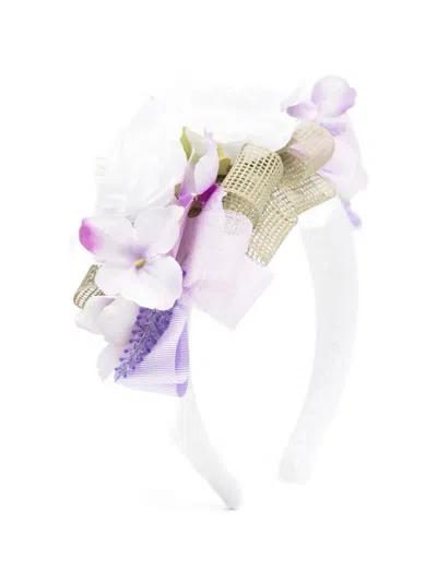 Colorichiari Babies' Floral-appliqué Hair Band In Animal Print