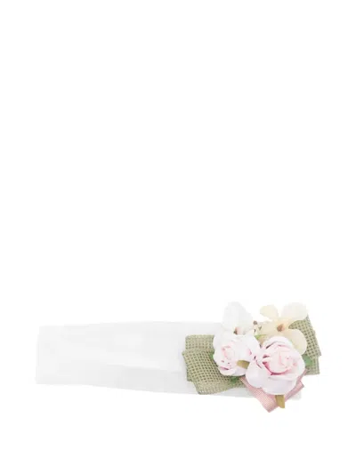 Colorichiari Babies' Floral-appliqué Head Band In White