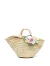 Colorichiari Floral-appliqué Tote Bag In Neutrals