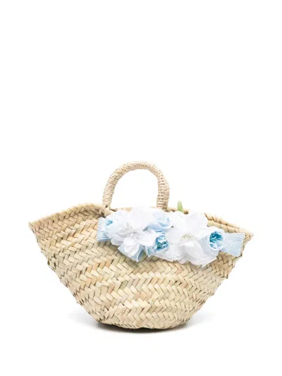 Colorichiari Kids' Floral-appliqué Tote Bag In Neutrals