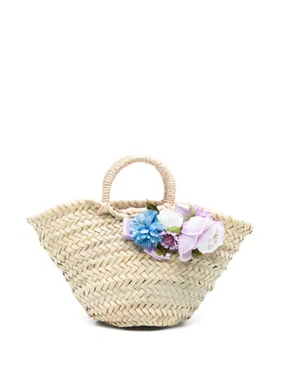 Colorichiari Kids' Floral-appliqué Tote Bag In Neutrals