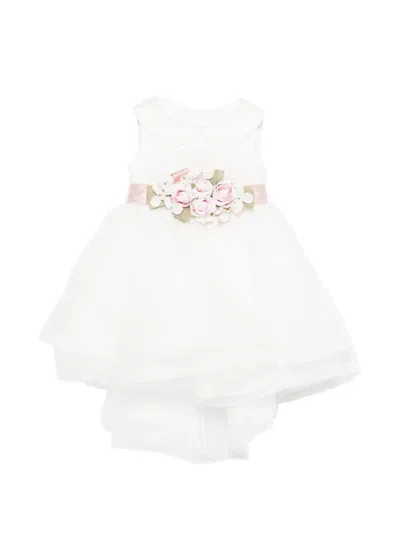 Colorichiari Babies' Floral Bow Dress In White