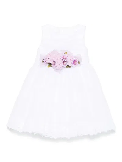 Colorichiari Babies' Gather-detailed Dress In 白色