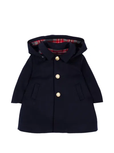 Colorichiari Babies' Hooded Button-up Coat In Blue