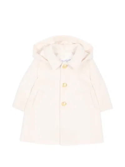 Colorichiari Babies' Hooded Button-up Coat In White
