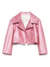 Colorichiari Laminated-finish Jacket In Pink
