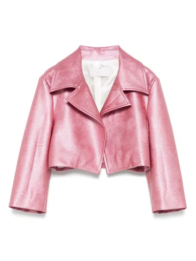 Colorichiari Kids' Laminated-finish Jacket In Pink