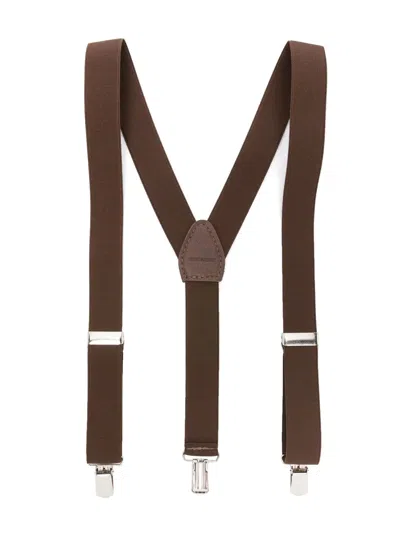 Colorichiari Kids' Leather-detailed Elasticated Suspenders In Brown